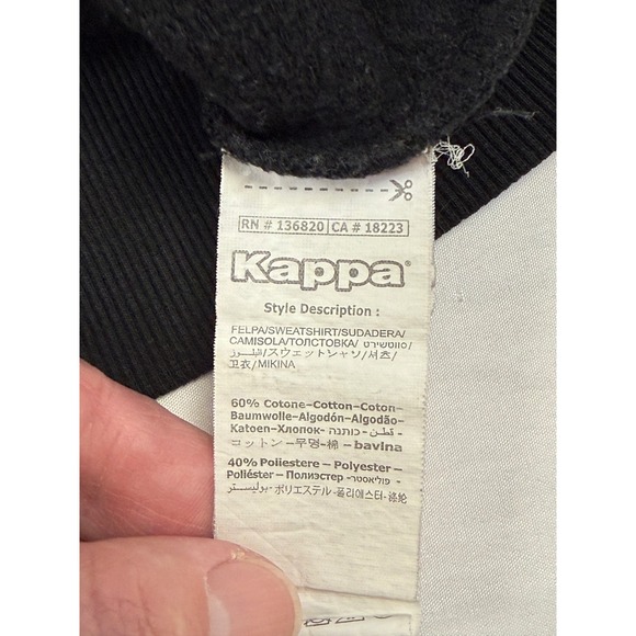 Kappa Mens Omini Logo Graphic Hoodie Black Cotton Blend Pullover Size Large - Picture 6 of 7